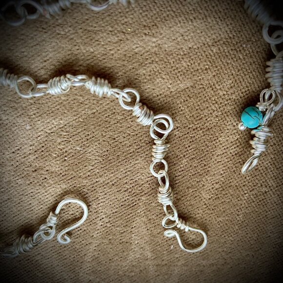 Silver Tone Long-Distance Relationship Bracelets, Turquoise gemstone set of two - Picture 10 of 16